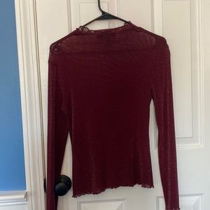 Forever 21 Maroon Mesh Sparkly Top